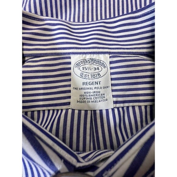 Brooks Brothers Regent 15.5-34 Striped Non-Iron Long Sleeve Button Down Shirt - Picture 10 of 11